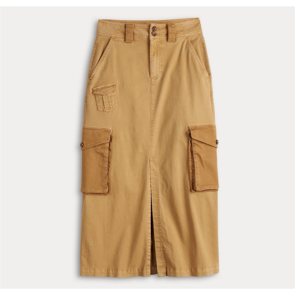 NEW SO Juniors Size XS Brown Tan Cargo Straight Madi Skirt Pockets Cotton NWT - Picture 1 of 11